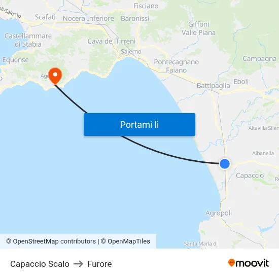 Capaccio Scalo to Furore map