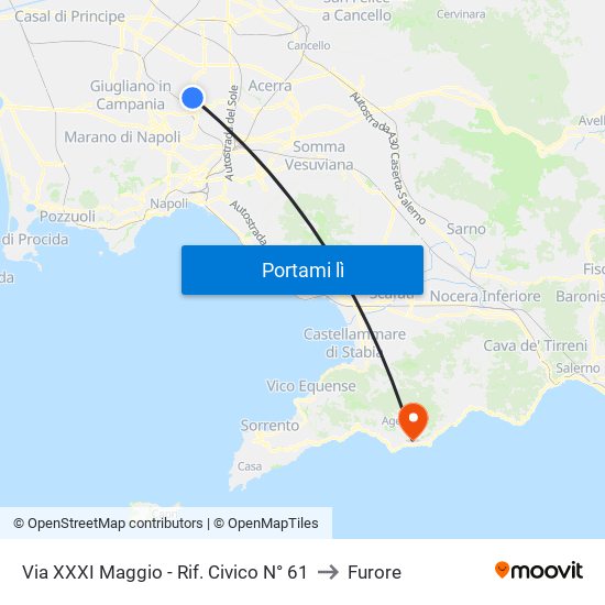 Via XXXI Maggio - Rif. Civico N° 61 to Furore map