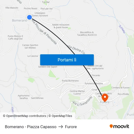 Bomerano - Piazza Capasso to Furore map
