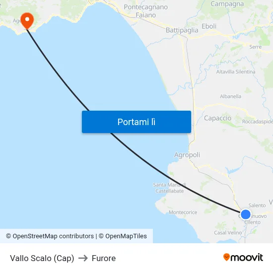 Vallo Scalo (Cap) to Furore map