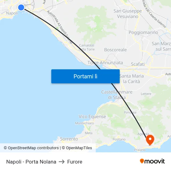 Napoli - Porta Nolana to Furore map