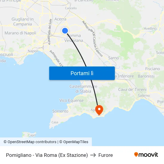 Pomigliano - Via Roma (Ex Stazione) to Furore map