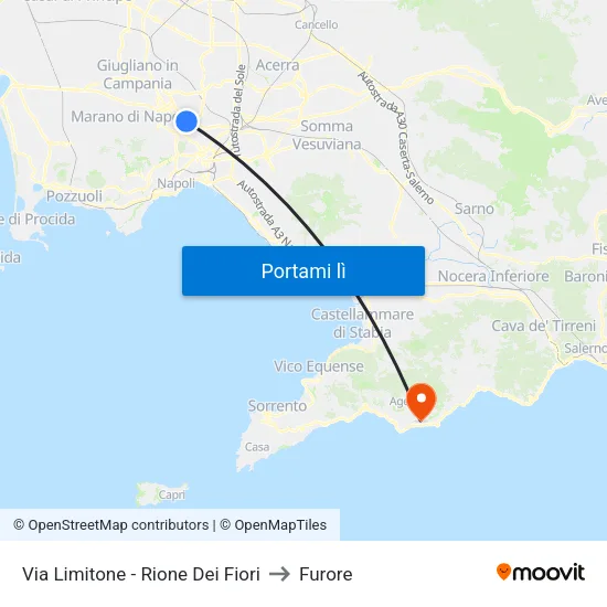 Via Limitone - Rione Dei Fiori to Furore map