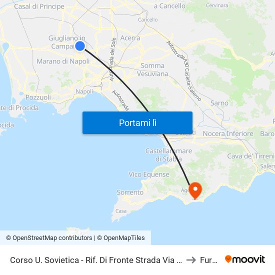 Corso U. Sovietica - Rif. Di Fronte Strada Via Romania to Furore map