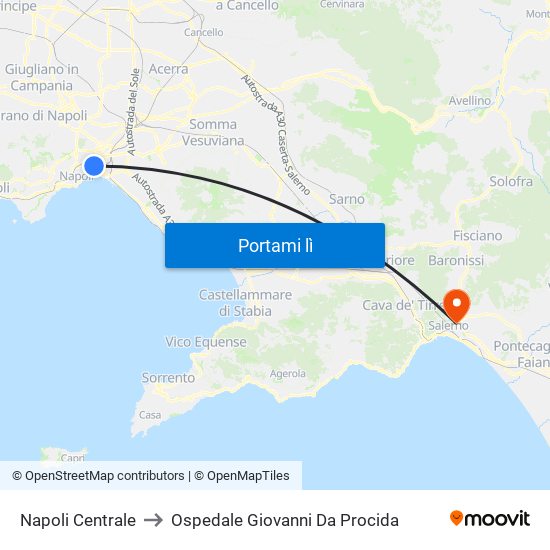 Napoli Centrale to Ospedale Giovanni Da Procida map