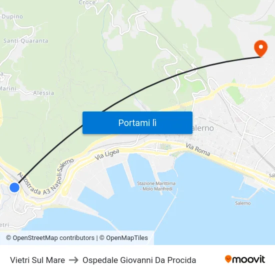 Vietri Sul Mare to Ospedale Giovanni Da Procida map
