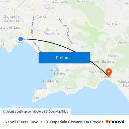 Napoli Piazza Cavour to Ospedale Giovanni Da Procida map