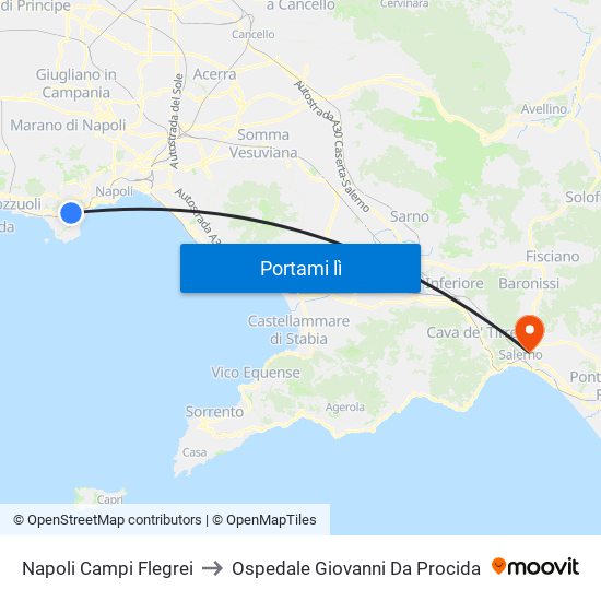 Napoli Campi Flegrei to Ospedale Giovanni Da Procida map