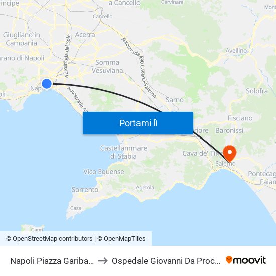 Napoli Piazza Garibaldi to Ospedale Giovanni Da Procida map