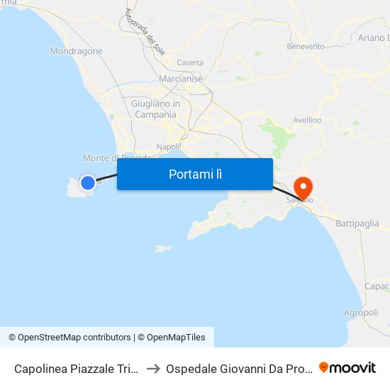 Capolinea Piazzale Trieste to Ospedale Giovanni Da Procida map
