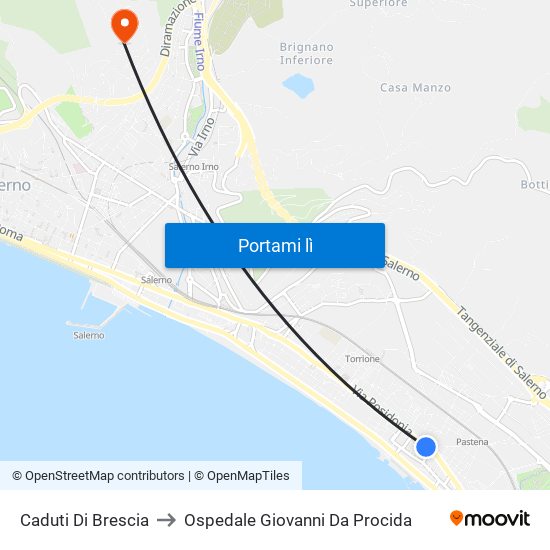 Caduti Di Brescia to Ospedale Giovanni Da Procida map