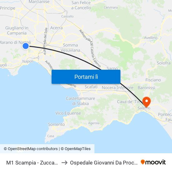 M1 Scampia - Zuccarini to Ospedale Giovanni Da Procida map