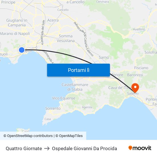 Quattro Giornate to Ospedale Giovanni Da Procida map