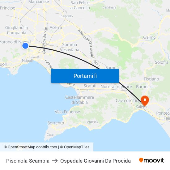 Piscinola-Scampia to Ospedale Giovanni Da Procida map