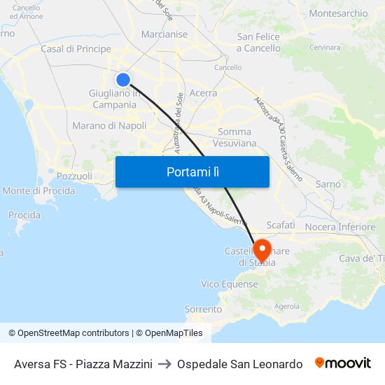 Aversa FS - Piazza Mazzini to Ospedale San Leonardo map