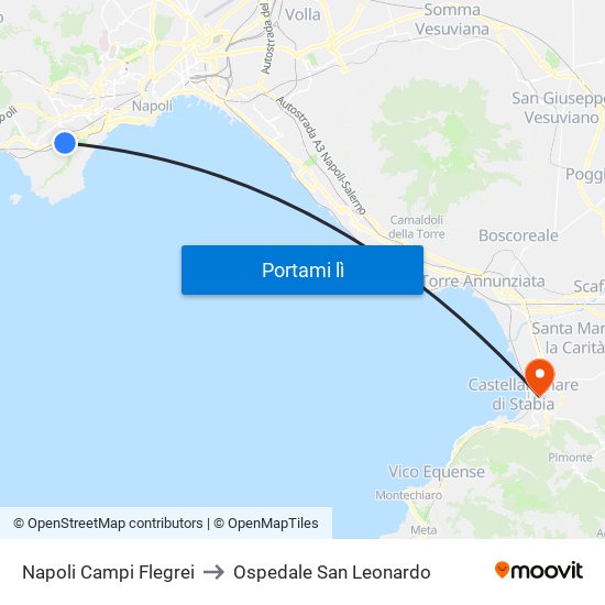 Napoli Campi Flegrei to Ospedale San Leonardo map