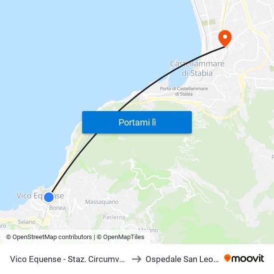 Vico Equense - Staz. Circumvesuviana to Ospedale San Leonardo map