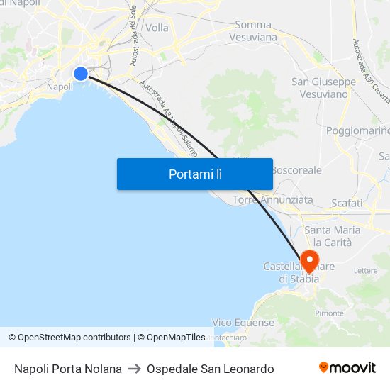 Napoli Porta Nolana to Ospedale San Leonardo map