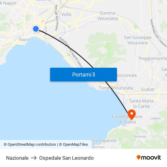 Nazionale to Ospedale San Leonardo map