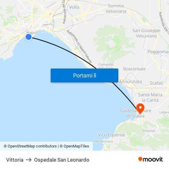 Vittoria to Ospedale San Leonardo map