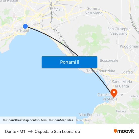 Dante - M1 to Ospedale San Leonardo map