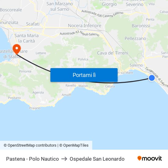 Pastena  - Polo Nautico to Ospedale San Leonardo map