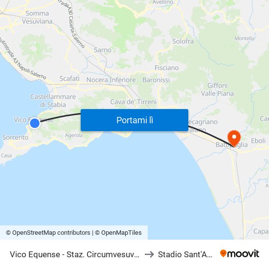 Vico Equense - Staz. Circumvesuviana to Stadio Sant'Anna map