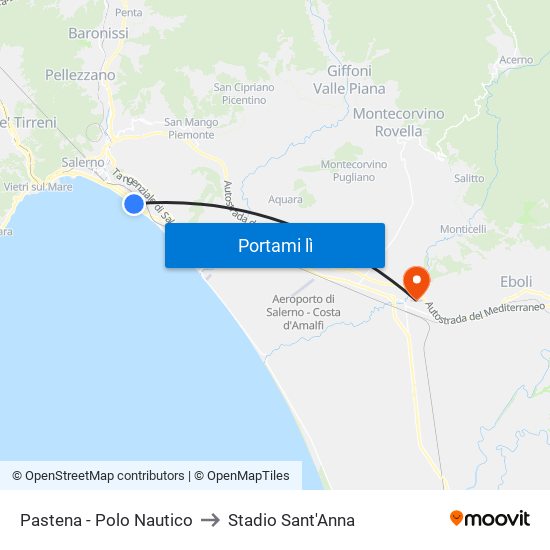 Pastena  - Polo Nautico to Stadio Sant'Anna map