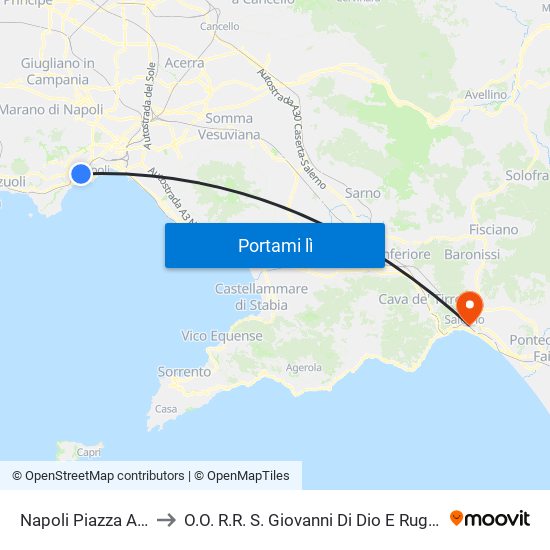 Napoli Piazza Amedeo to O.O. R.R. S. Giovanni Di Dio E Ruggi D'Aragona map