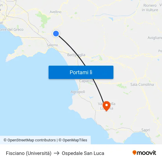 Fisciano (Università) to Ospedale San Luca map