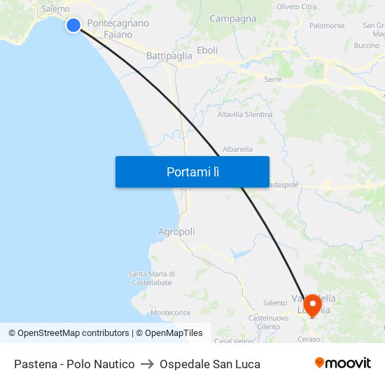 Pastena  - Polo Nautico to Ospedale San Luca map