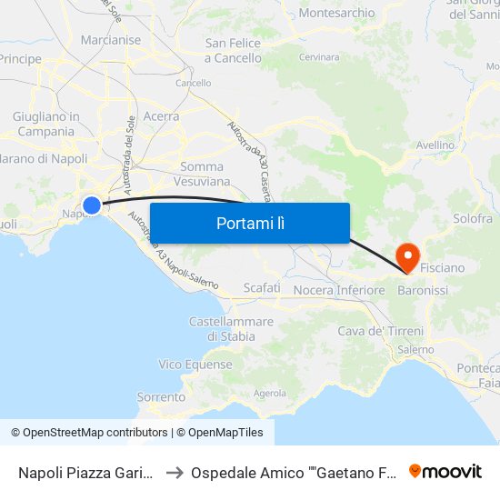 Napoli Piazza Garibaldi to Ospedale Amico ""Gaetano Fucito"" map