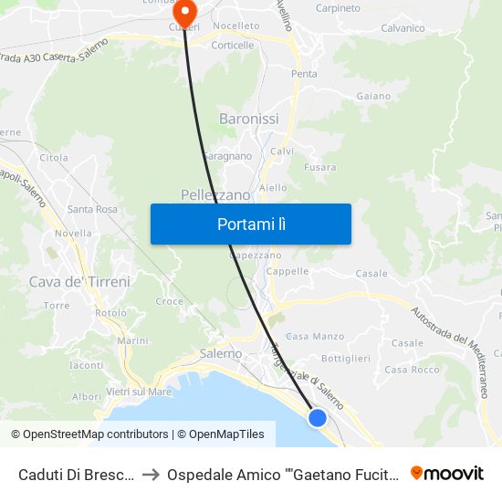 Caduti Di Brescia to Ospedale Amico ""Gaetano Fucito"" map