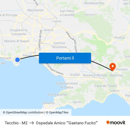 Tecchio - M2 to Ospedale Amico ""Gaetano Fucito"" map