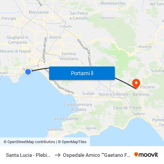 Santa Lucia - Plebiscito to Ospedale Amico ""Gaetano Fucito"" map