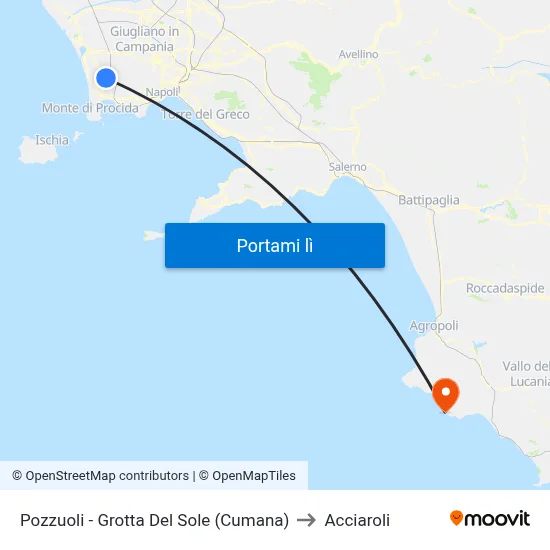 Pozzuoli - Grotta Del Sole (Cumana) to Acciaroli map
