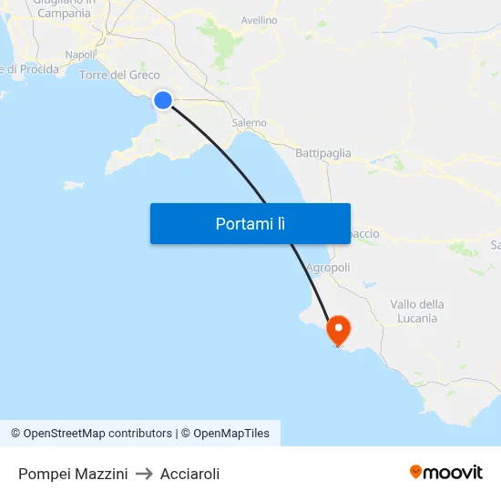 Pompei Mazzini to Acciaroli map