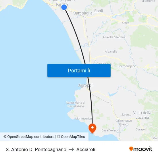 S. Antonio Di Pontecagnano to Acciaroli map