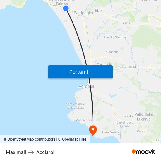 Maximall to Acciaroli map