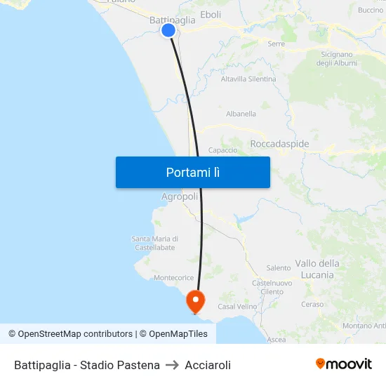 Battipaglia - Stadio Pastena to Acciaroli map