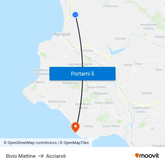Bivio Mattine to Acciaroli map