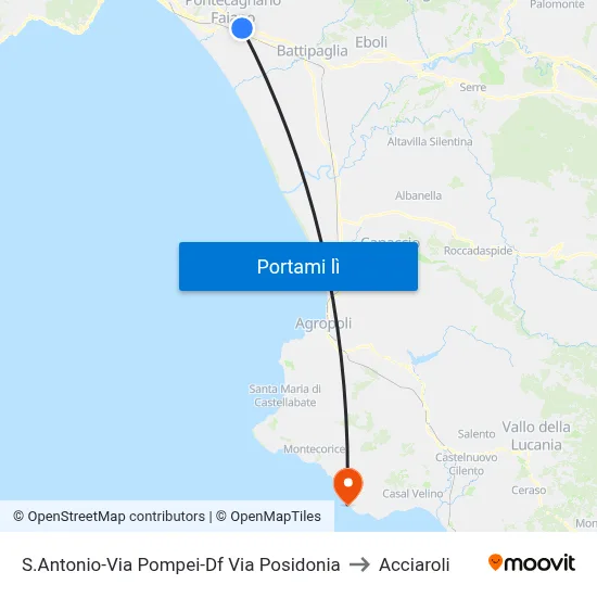 S.Antonio-Via Pompei-Df Via Posidonia to Acciaroli map