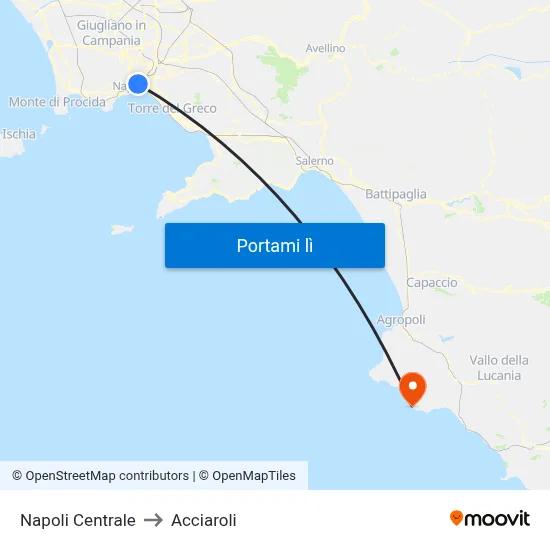 Napoli Centrale to Acciaroli map