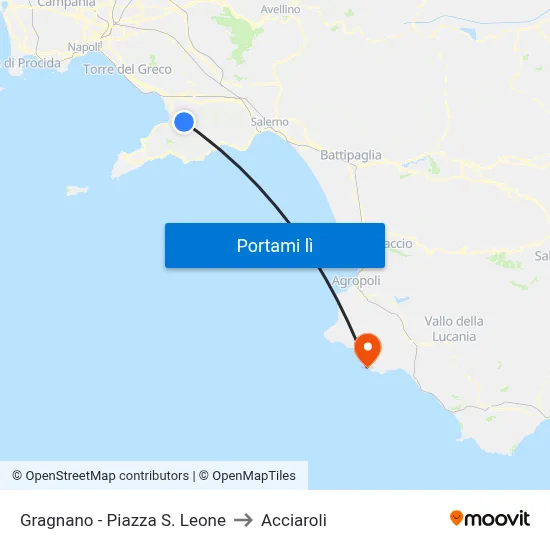 Gragnano - Piazza S. Leone to Acciaroli map