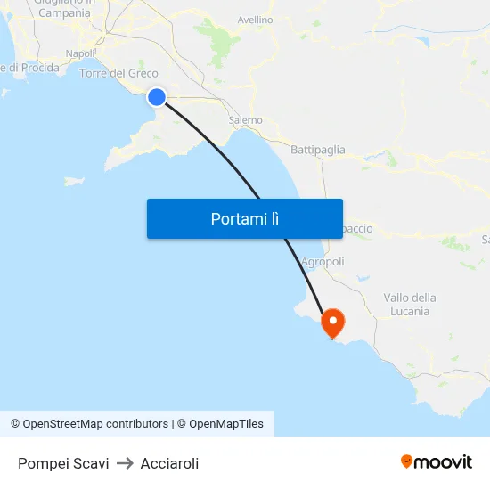 Pompei Scavi to Acciaroli map