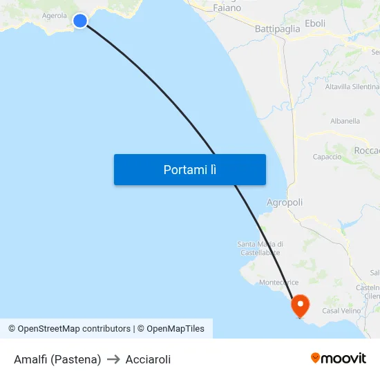 Amalfi (Pastena) to Acciaroli map