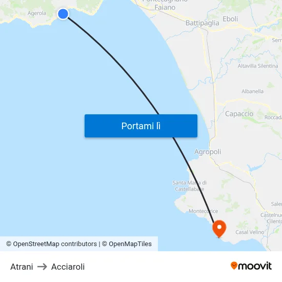 Atrani to Acciaroli map