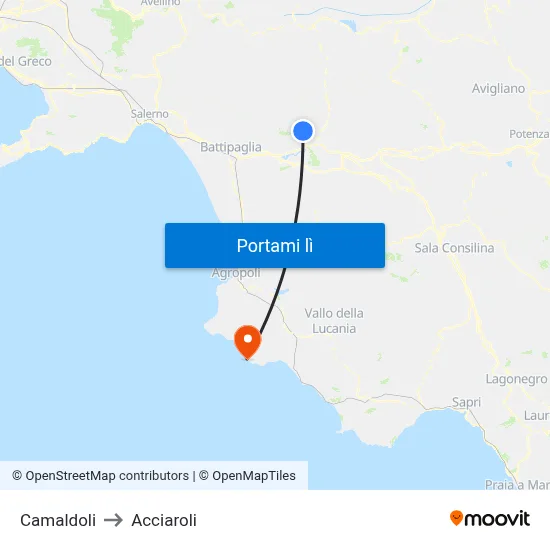 Camaldoli to Acciaroli map