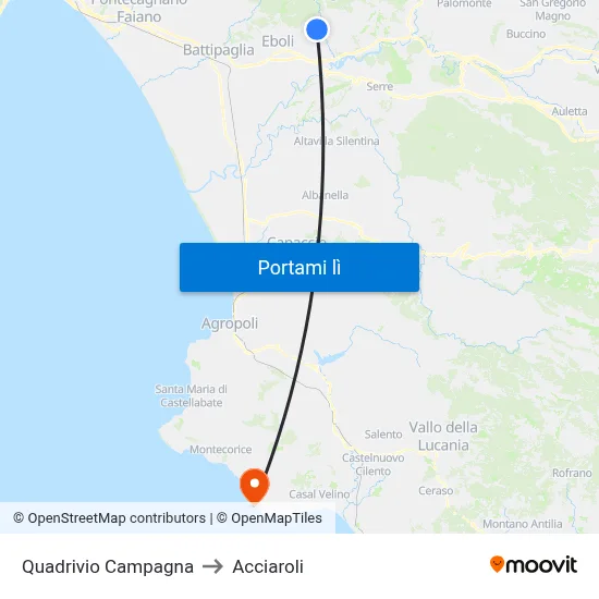 Quadrivio Campagna to Acciaroli map