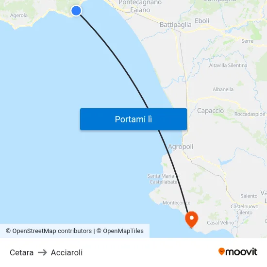 Cetara to Acciaroli map